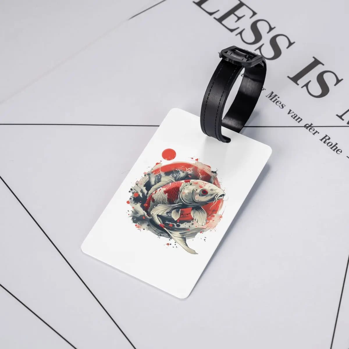 Etichette per Bagagli Koi Rising, Accessori per Valigie, Targhette per Bagagli da Viaggio, Porta Etichette con Spazio per Nome e Indirizzo