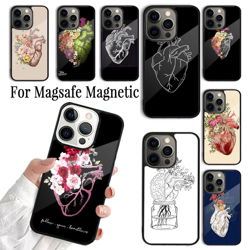 Human Anatomy Heart Art Phone Case Cover For iPhone 17 16 15 14 13 12 11 Pro Max Plus Magnetic FOR Magsafe