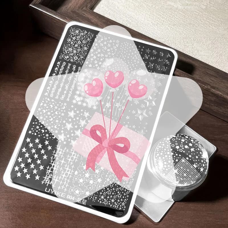 Nail Stamping Plate Rectangle Cartoon Moon Stars Portable Nail Art Stencil for Travel DIY Manicure Nail Design