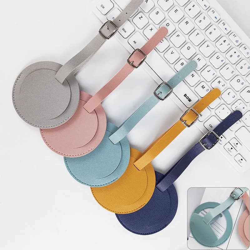 1 pz belle etichette per bagagli rotonde donna uomo accessori da viaggio valigia bagaglio carta nome tag per borse zaino