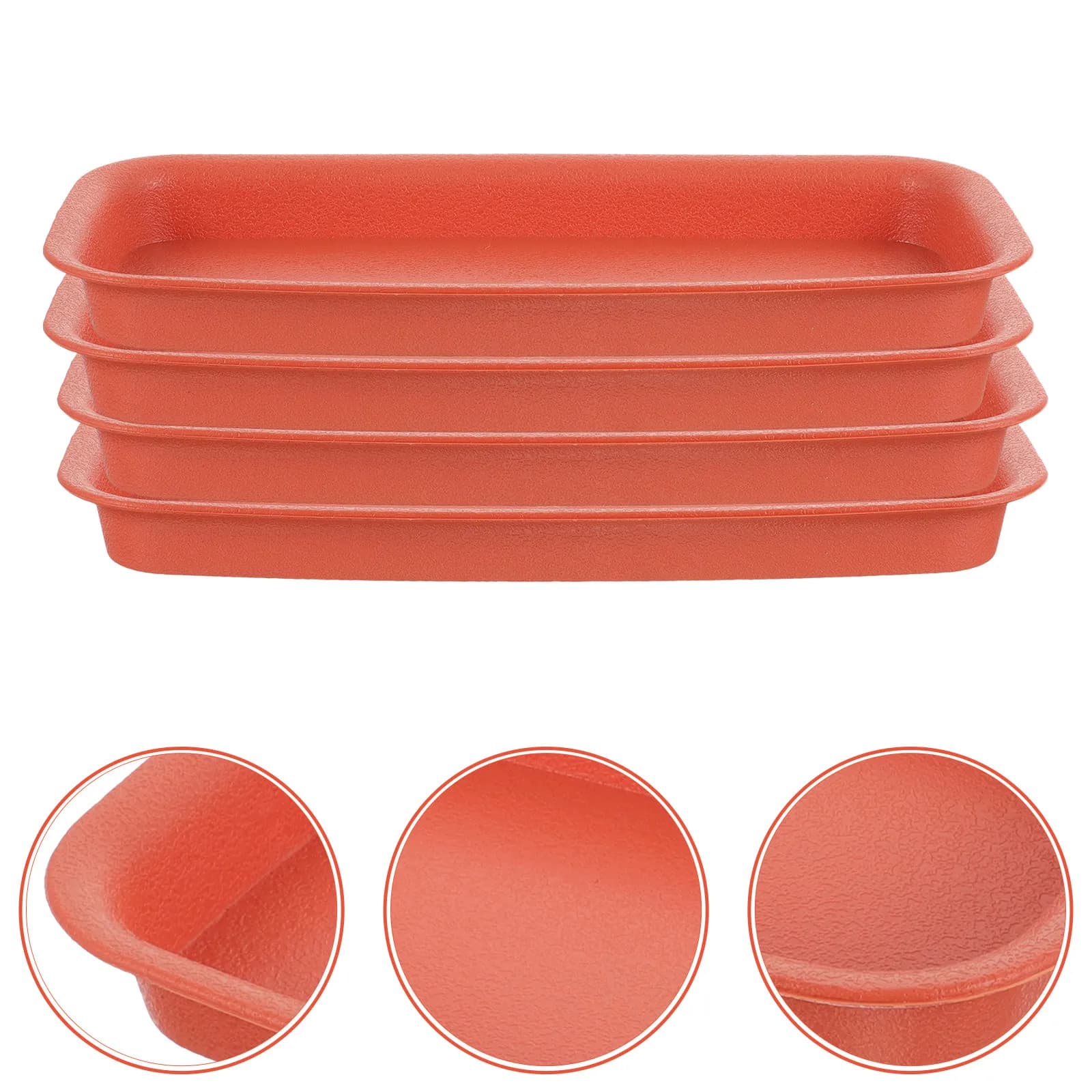 6Pcs Rectangular Plant Saucer Base Spill-Proof Plastic Planter Tray for Indoor Flower Pot Windowsill Seed Starting Growing Tray