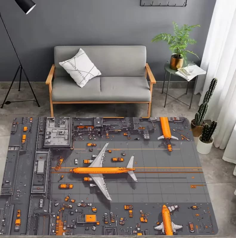 Cartoon Parking Lot Airplane Gaming Room Mat Bathroom Rug Kitchen Mat Living Room Carpet Bedroom Rug Indoor Doormat Entrance Mat