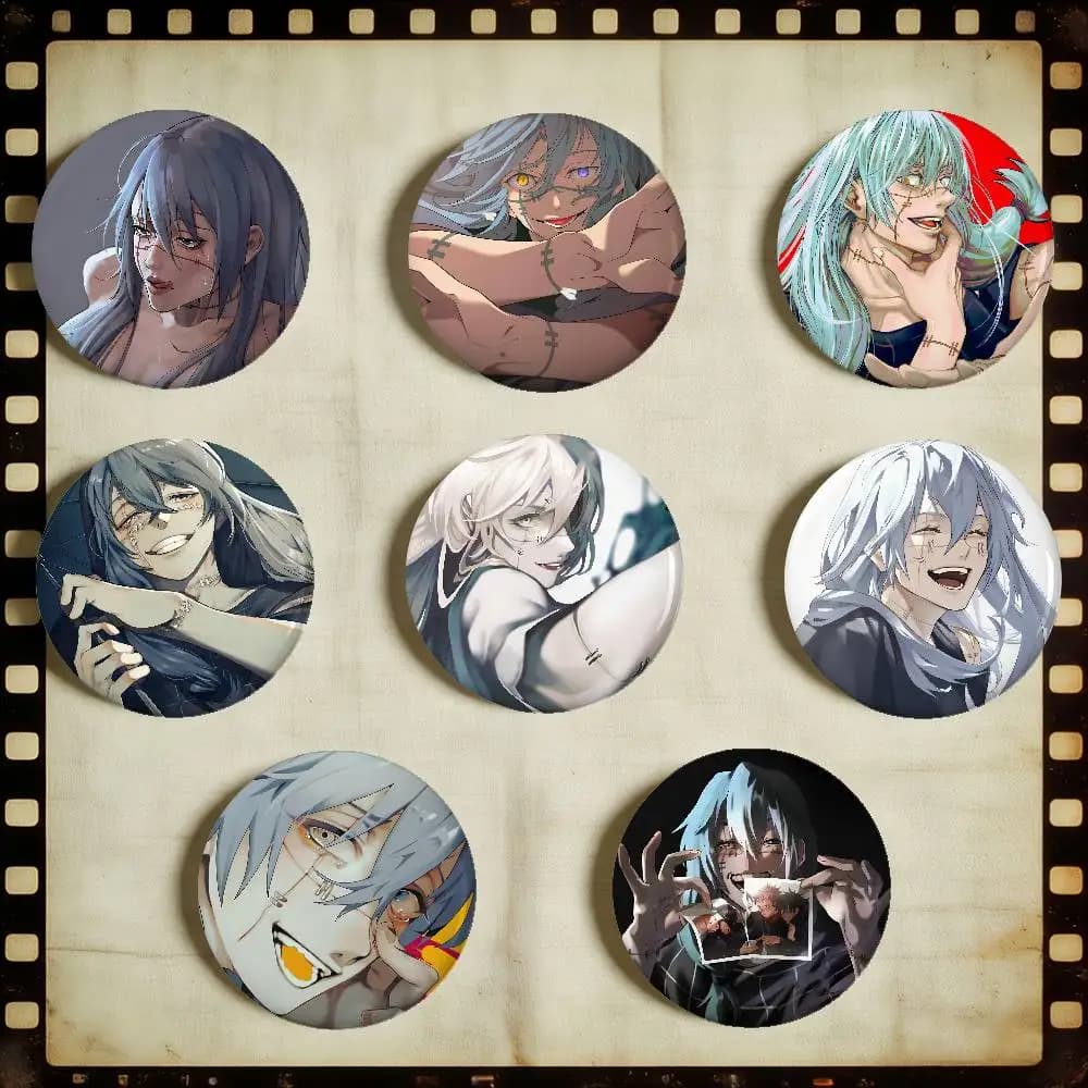 Anime J-Jujutsu Kaisen Mahito Round Exquisite Badge Brooches Creative Pins For Clothes Hat Backpack Gift Accessories
