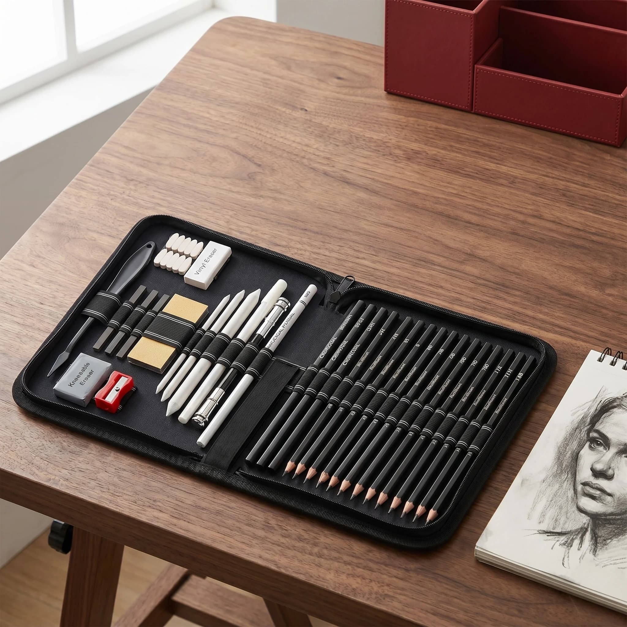 42/70 PCS Drawing Set, Sketching Kit with Graphite & Charcoal Pencils, Blending Tools, Erasers & Accessories