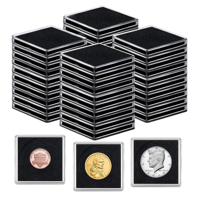 10 PZ Portamonete Quadrato in Plastica Capsule Contenitore Moneta Trasparente Gaine Piccola Scatola di Protezione Moneta Rotonda Display 16mm-40mm