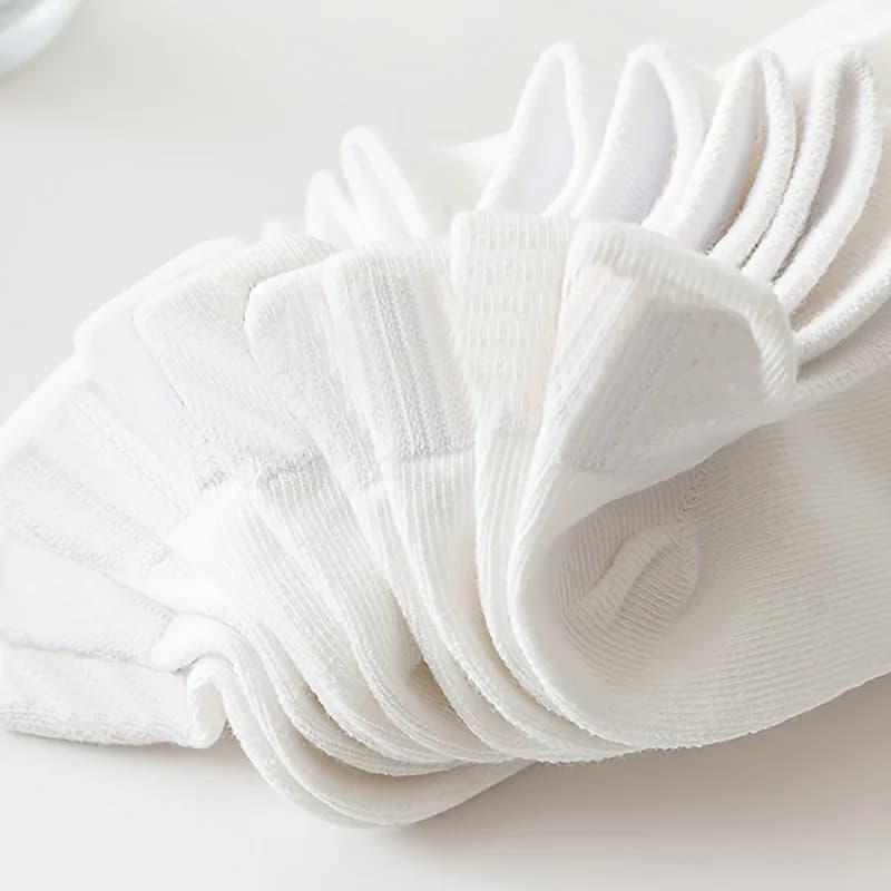 10 paia di calzini da donna primaverili ed estivi, semplici e alla moda, in tinta unita, versatili, casual, traspiranti, bianchi, con effetto lifting per le orecchie