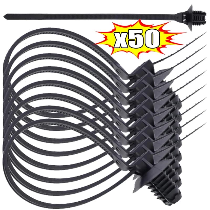 3~50pcs Car Wire Harnesses Nylon Self-Locking Zip Ties Push-Mount Cable Ties Straps for Wire and Cable Management Fasteners