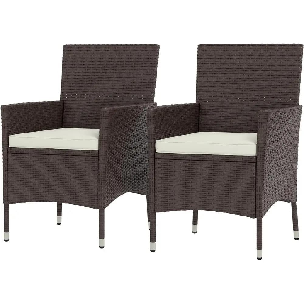 Set di Sedie da Pranzo in Rattan con Cuscini, Sedie Impilabili per Uso Esterno