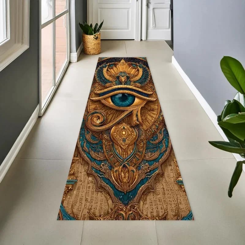 Ancient Egypt Eye Runner Rug Machine Washable Non Slip Kitchen Hallway Carpet Mystic Corridor Mat Entryway Decor