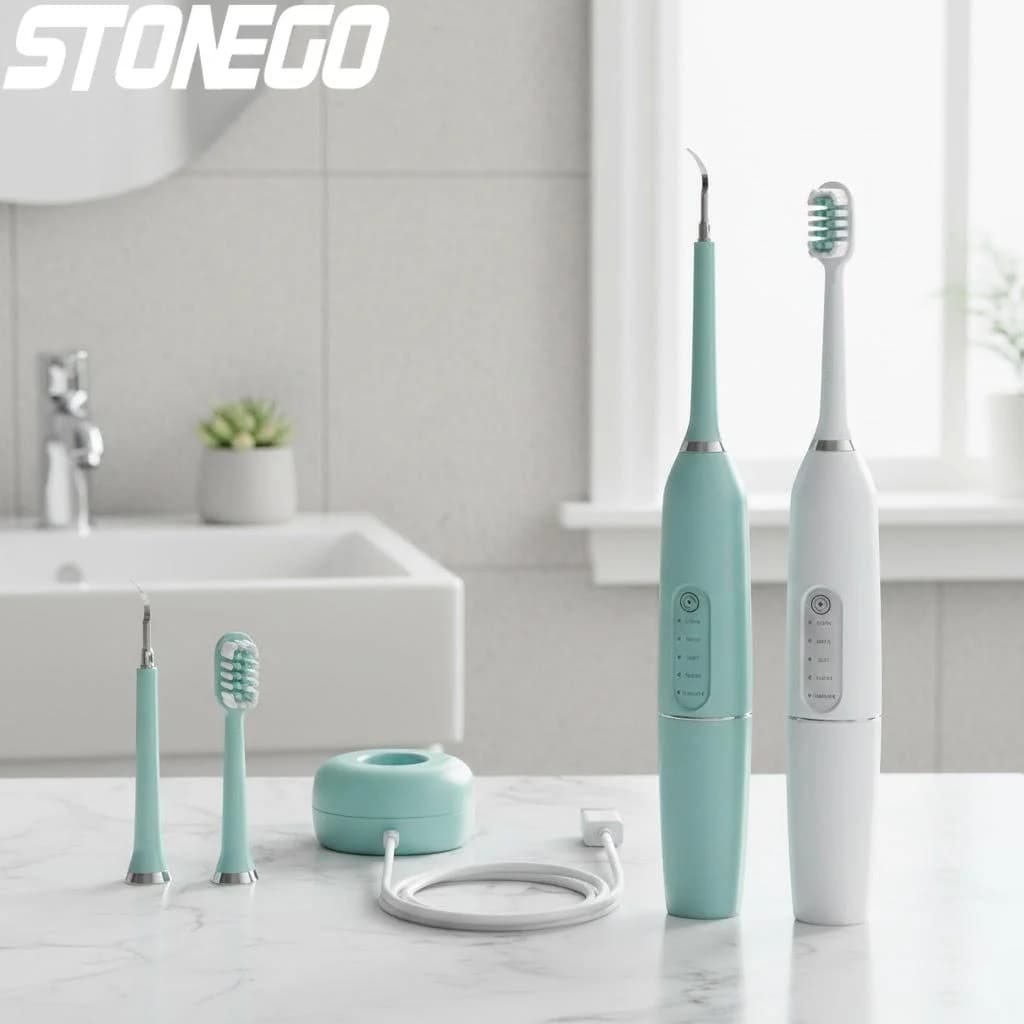 Device 2 in 1 for cleaning ultrasound teeth, tartar cleaner, tooth whitener, household electric toothbrush.