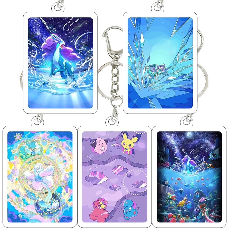 Kawaii Fashion Keychain with Bulbasaur, Gengar, Mewtwo, Gardevoir, Acrylic Logo, PTCG Bag Decoration, Fan Gift Keyring Ring