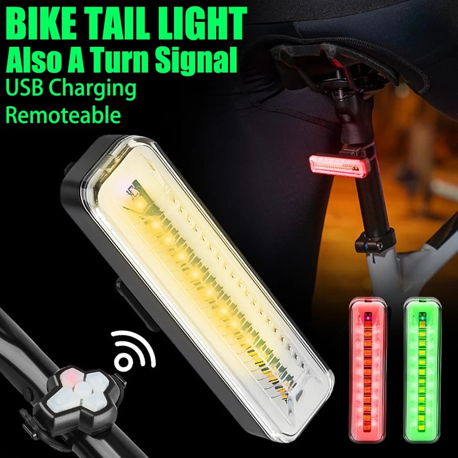 Fanale posteriore per bici con telecomando: indicatore di direzione per bicicletta ricaricabile, IP5 impermeabile per esterni per la sicurezza di guida notturna