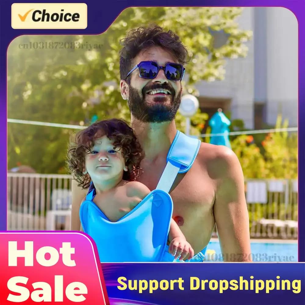Innovativo marsupio leggero per neonati e bambini, utilizzabile sia in acqua che a terra, con seduta ergonomica per piscina e spiaggia.