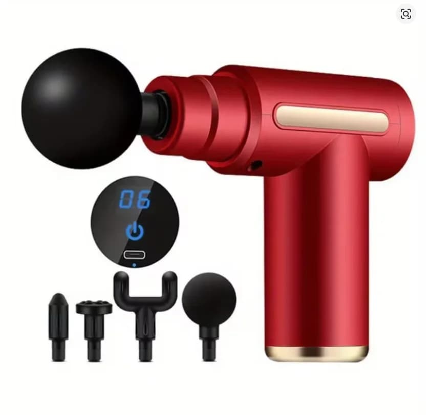 Portable Electric Massage Gun with LED Tactile Screen, 4 Replaceable Massage Heads for Relaxing the whole body