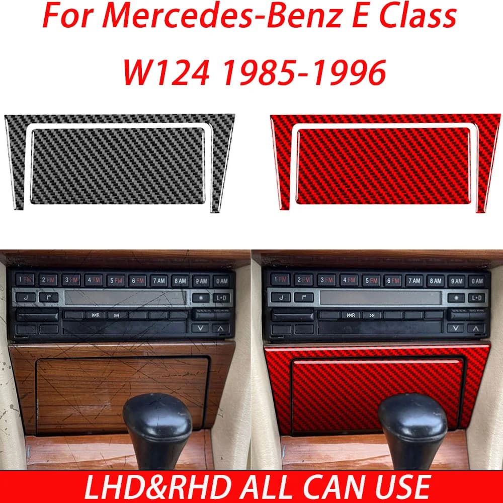 For Mercedes-Benz E Class W124 1985--1996 Carbon Fiber Cigarette Lighter Panel Car Interiors Accessories Decorations Stickers