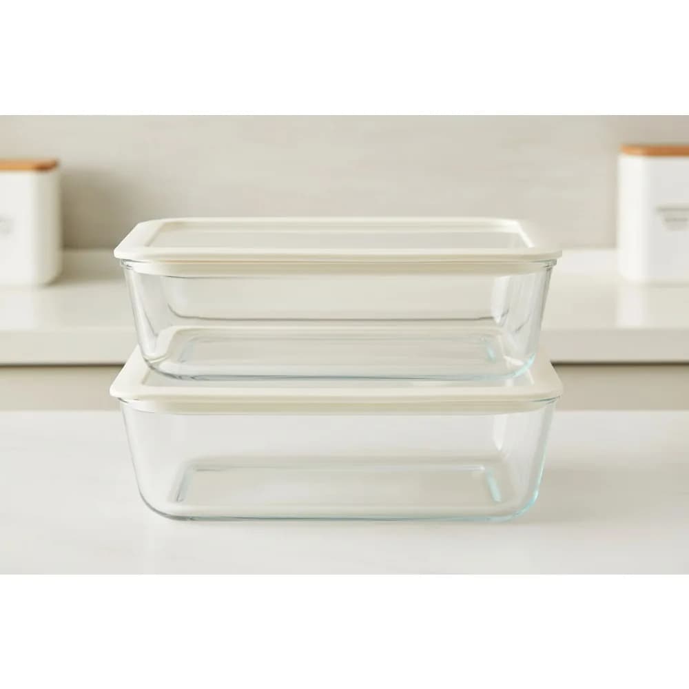 Large glass food containers, packing with 2, airtight, sealed, with vent cover, suitable for microwave and dishwasher, with 87 ounce plastic