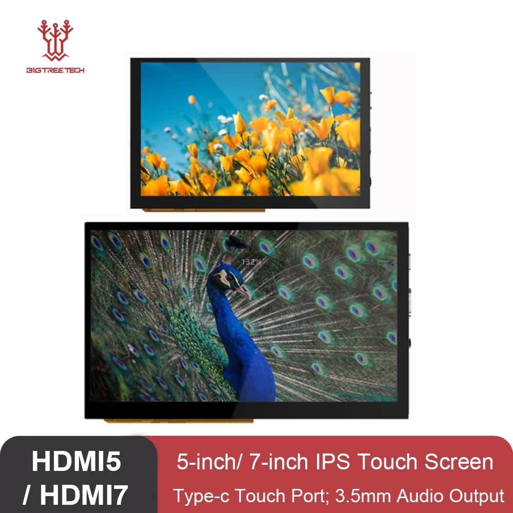 BIGTREETECH HDMI5 HDMI7 Touch Screen 7''' 1024x600 HDMI IPS Capacitive Display for Raspberry Pi4 Mini PC M8P V2.0 3D Printer Part