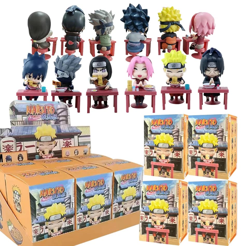 Naruto Shippuden Ramen Theme Blind Box Set 6 Chibi Mini PVC Anime Figures Sasuke Naruto Sakura Kakashi Itachi Collectible Toys