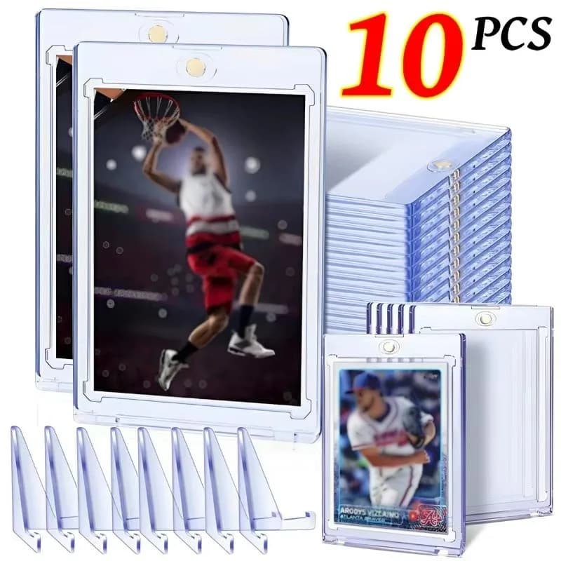 Clear Magnetic Card Holder 35PT Arcylic Triangle Card Display Stand Waterproof Sleeve Trading Display Case Baseball Sport Cover