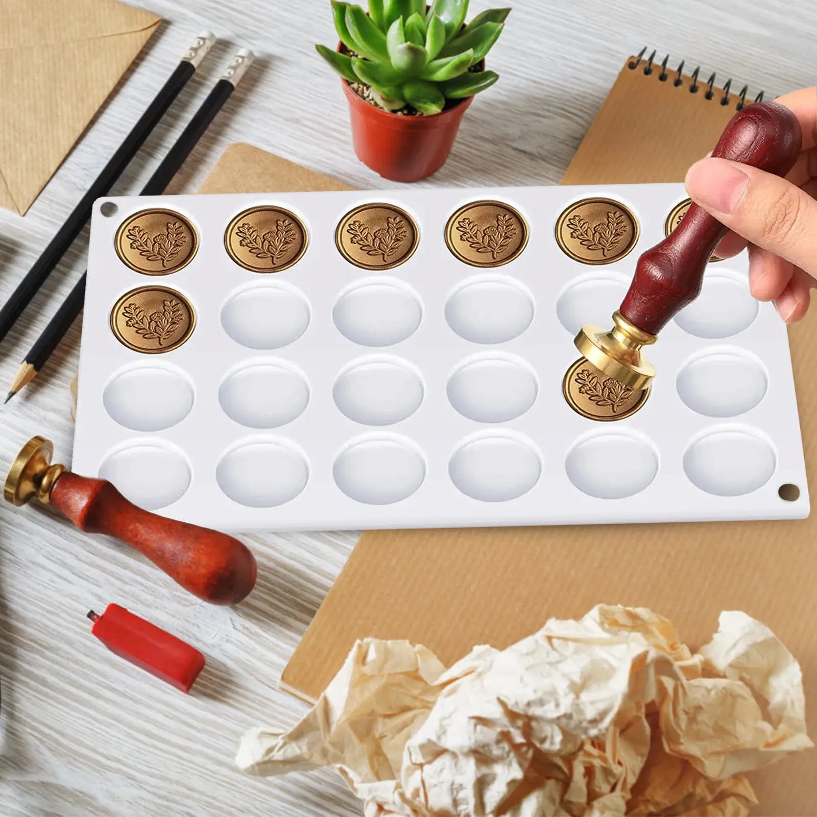 1Set Round Silicone Wax Seal Stamp Mold Kit Baking Mold DIY Seal Stamp for Cookies Candy Making Scrapbook Decoration Tool