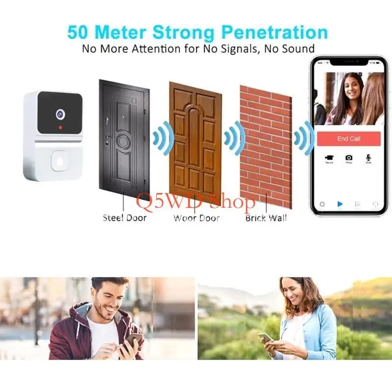 Q5WD Videocitofono Visioni notturne vocali Telecamera Campanelli per porte Allarme WiFi Campanello Conversazione bidirezionale