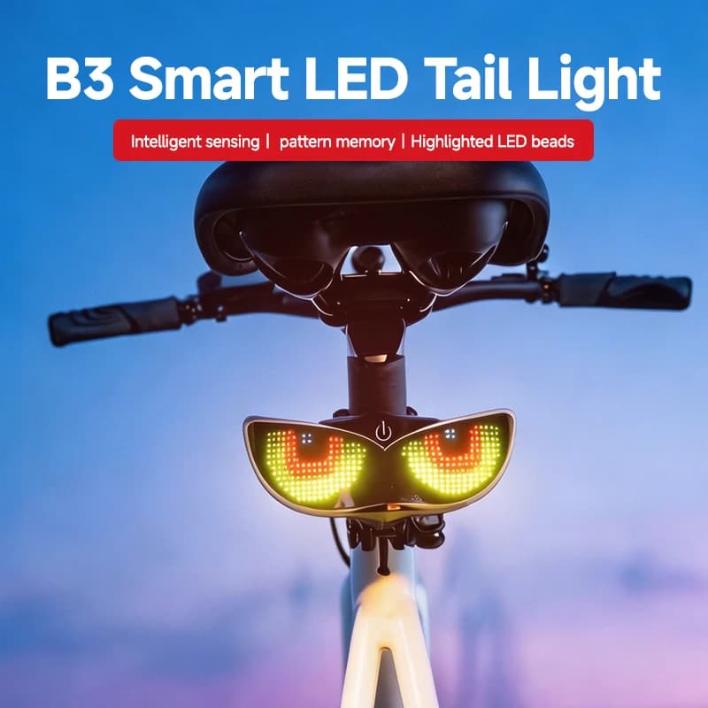 Smart LED Helmet Display with Demon Eyes Light, App Control Turn SignalsProgrammable LED Safety Light for Bicycle E-Bike Cycling
