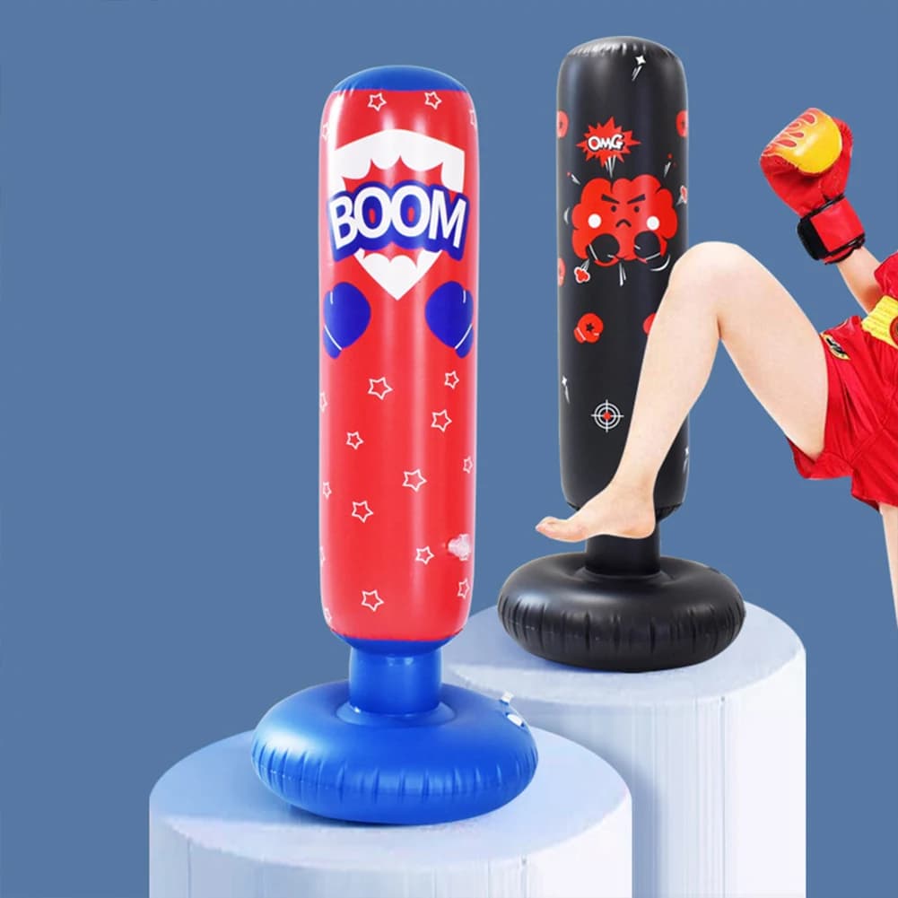 Kids Inflatable Punching Bag Free Standing Boxing Bag Lightweight Tumbler Sandbag Inflation Punching Column for