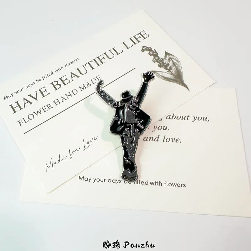 Trendy Michael Jackson Themed Lapel Pin, Japanese Style Cute Badge, Versatile Accessory for Clothes & Backpacks