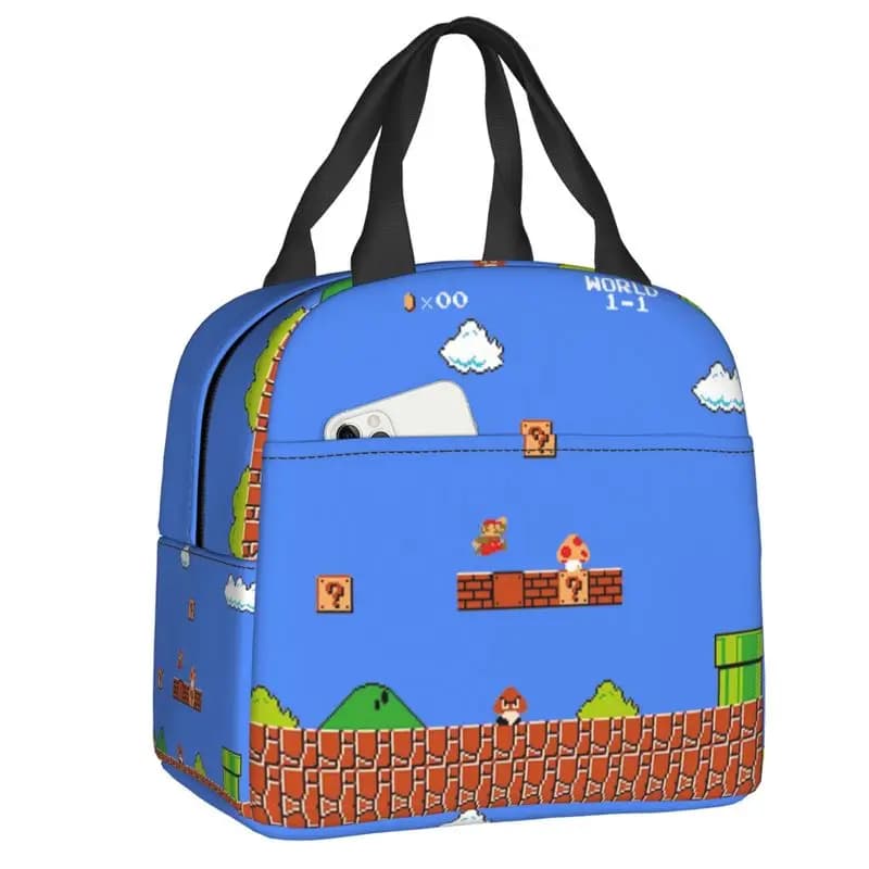 Borsa Termica per Pranzo a Tema Super Mario, Impermeabile e Isolante, Riutilizzabile per Picnic, per Bambini