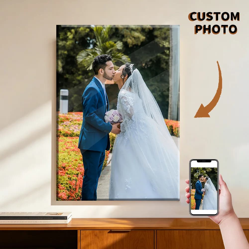 1 Pc Customized Photos on Canvas with DIY Wood Frame or frameless poster,Personalized Custom Photos for Your Lover,family,friend