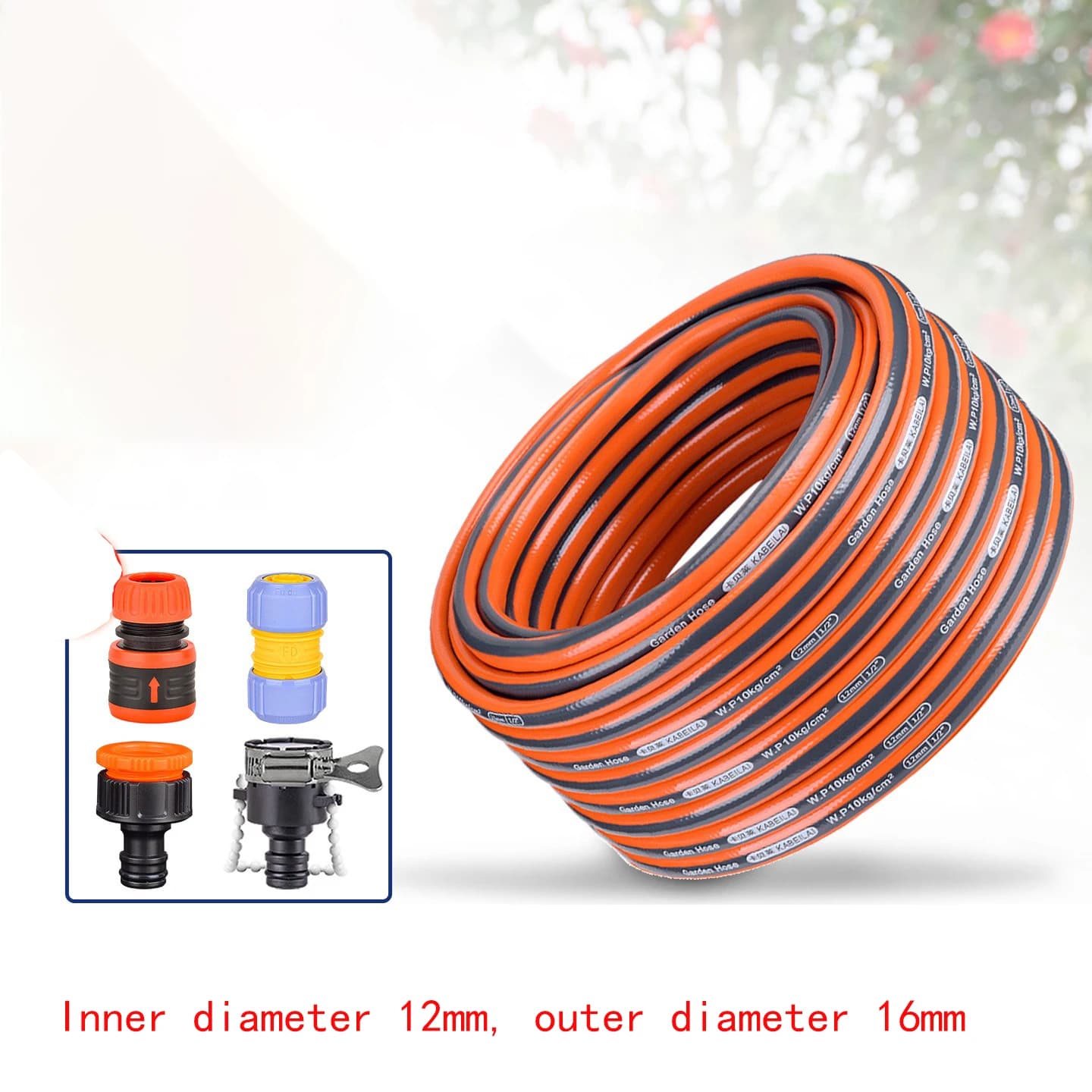 Cblah 15m 1/2" Yellow PVC Garden Hose OD16mm Wear Resistant Explosion-Proof Heat Resistant Pipe Free Fittings Irrigation