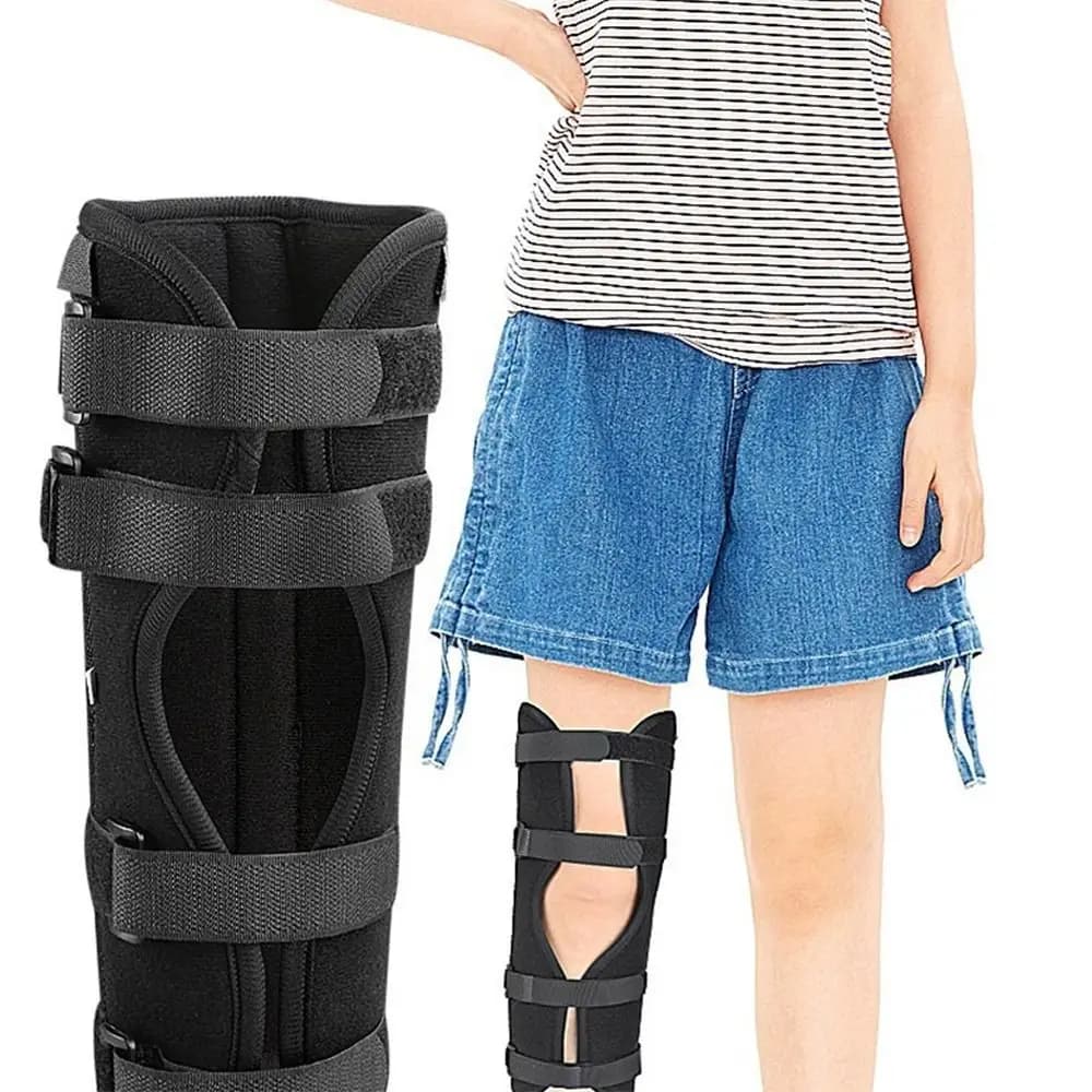 Fissaggio Cinghia per gamba per bambini Supporto per stecca per gamba stabile e traspirante Supporto per piastra in acciaio resistente all'usura Protezione per il ginocchio