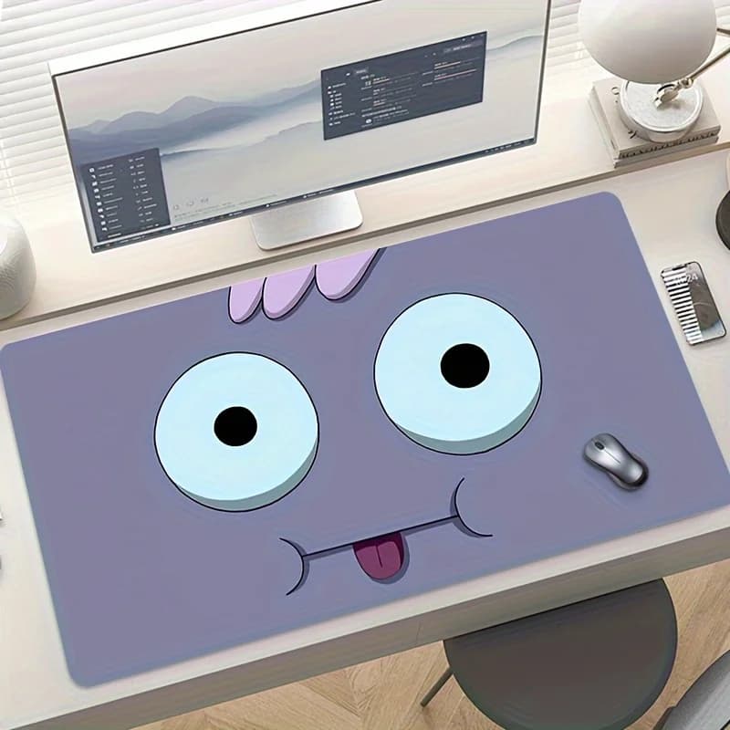 Grande tappetino per mouse in gomma con disegno a cartoni animati - Tappetino da scrivania impermeabile e antiscivolo per PC e laptop, accessorio creativo per ufficio e gaming, regalo ideale per Bo