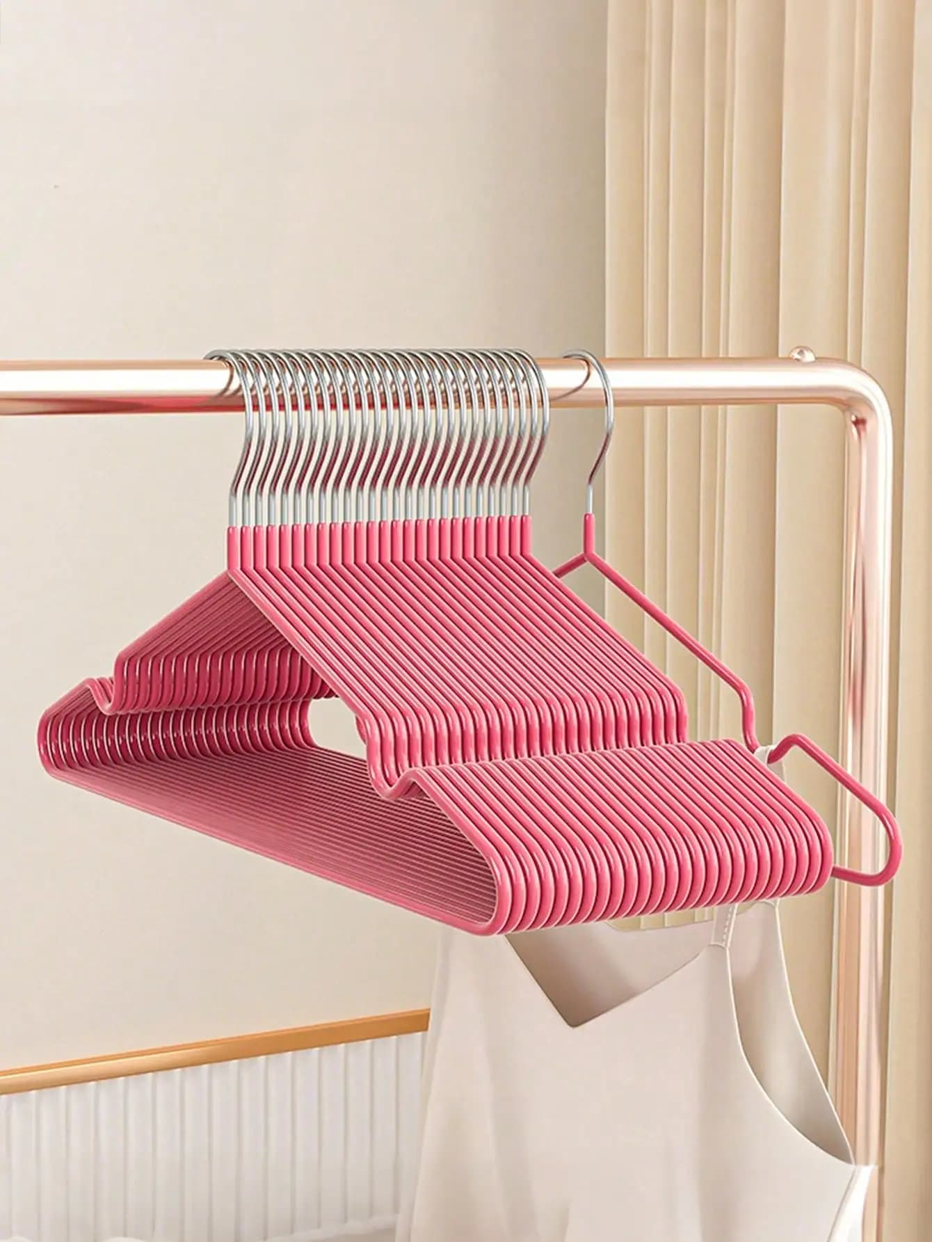 20 appendiabiti rosa, appendiabiti in metallo per adulti con rivestimento in gomma antiscivolo, facile organizzazione dell'armadio, adatti per camicie, giacche e cappotti, design scanalato arrotondato