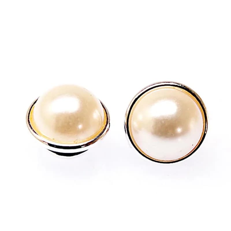 12 Pieces of Jewelpop White Pearls Interchangeable Fai-da-Te for Bracelets, 925 Silver Necklaces and Rings for Cabochon 12mm, Kameleon Jewelry
