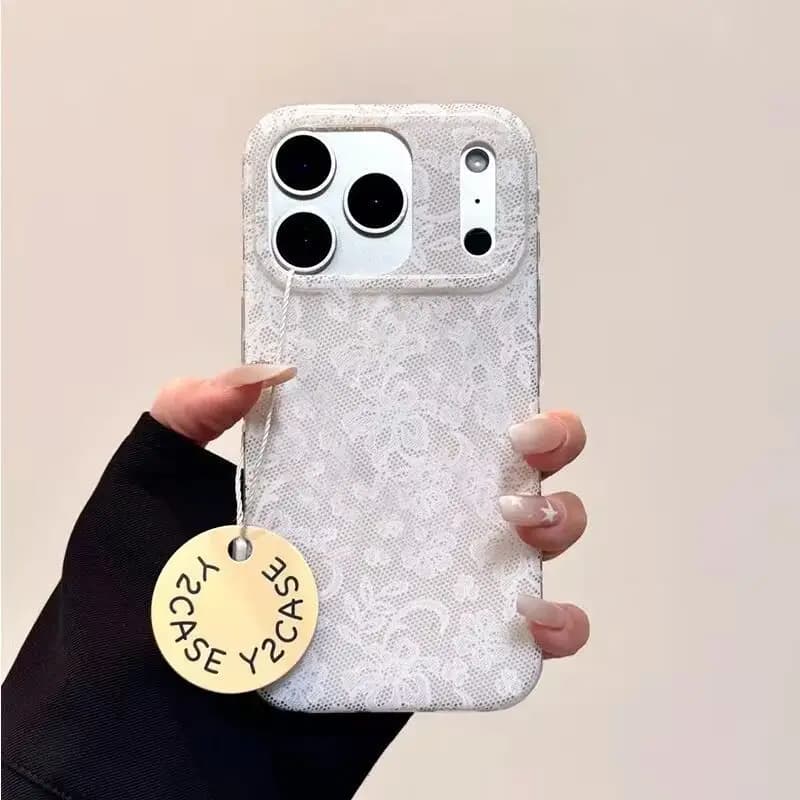 Custodia per telefono con motivo in pizzo bianco stile giapponese coreano semplice per iPhone 17 16 15 14 13 12 11 PRO MAX 7 8 PLUS Air Mini XR XS Cover Y2K