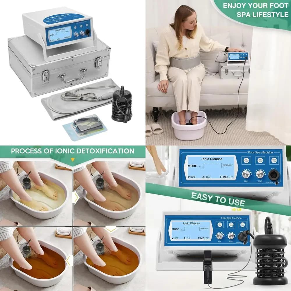 Sistema Detox Foot Spa 3 in 1 con cinturino da polso, cintura in vita a infrarossi e 2 cuscinetti - Blu