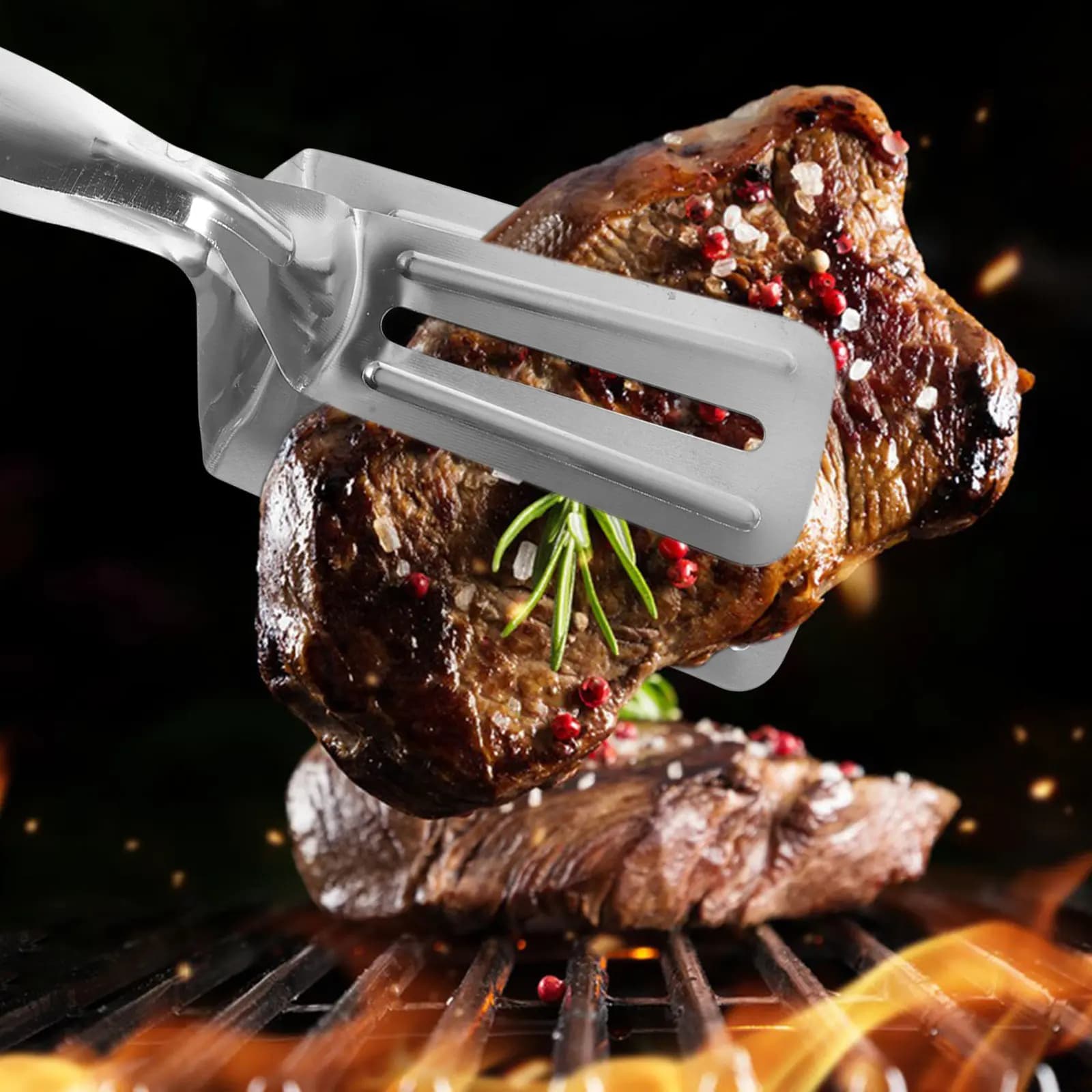 Stainless Steel Spatula-Pinza, Versatile Kitchen Tools for Turning Steaks, Fish, Cakes, Pasta, Raschiare Fogli di Pasta Frolla, for Oven and Air Fryer