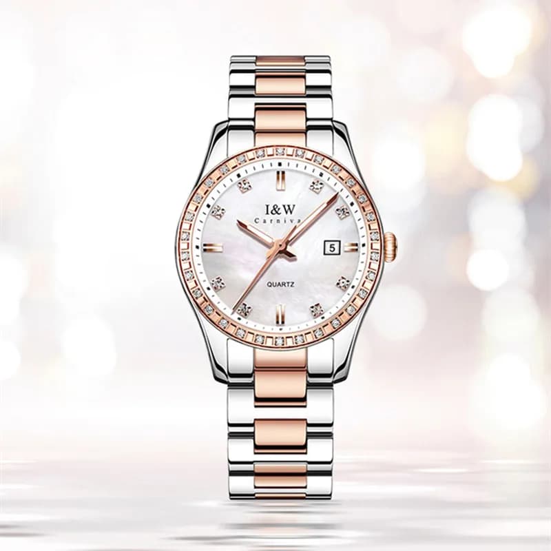 Reloj Mujer CARNIVAL Luxury brand in pink gold Quartz watch for women Waterproof women wristwatch Montre Femme