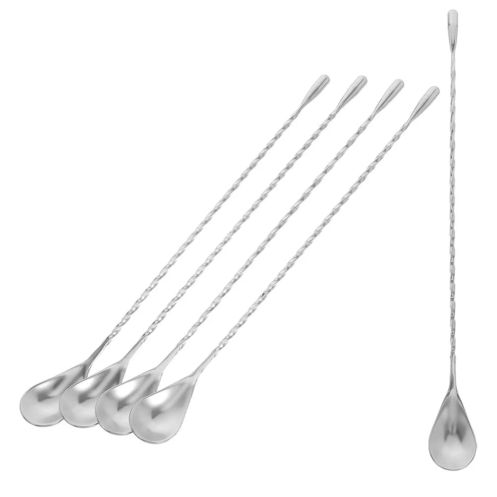 5Pcs Bartending Spoon Stainless Steel Long Handle Spiral Stirring Cocktail Mixing Shaker Tool Bar Drink Mixer Stirrer