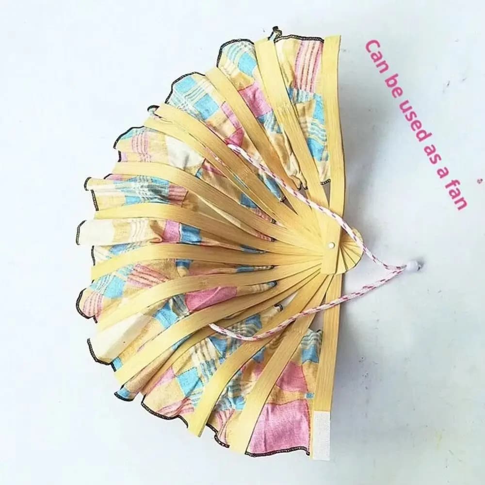 Wide Brim Folding Fan Hat Floral Printed Foldable Fan Sun Hats UV Protection Chinese Style Bamboo Sunscreen Cap for Travel