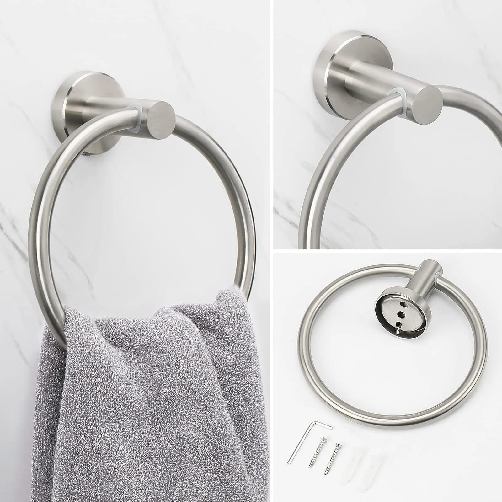 Porta asciugamani da bagno con gancio per accessori hardware Portaoggetti Porta asciugamani in acciaio inossidabile 304 Porta asciugamani rotondo moderno