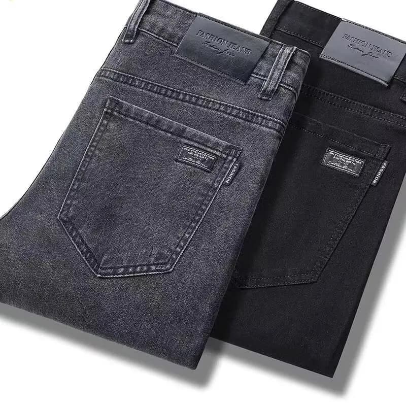 Men's Workwear Jeans Autumn Winter New Style Large Size Wear Resistant Slim Fit Elastic Long Pants for Construction Site
