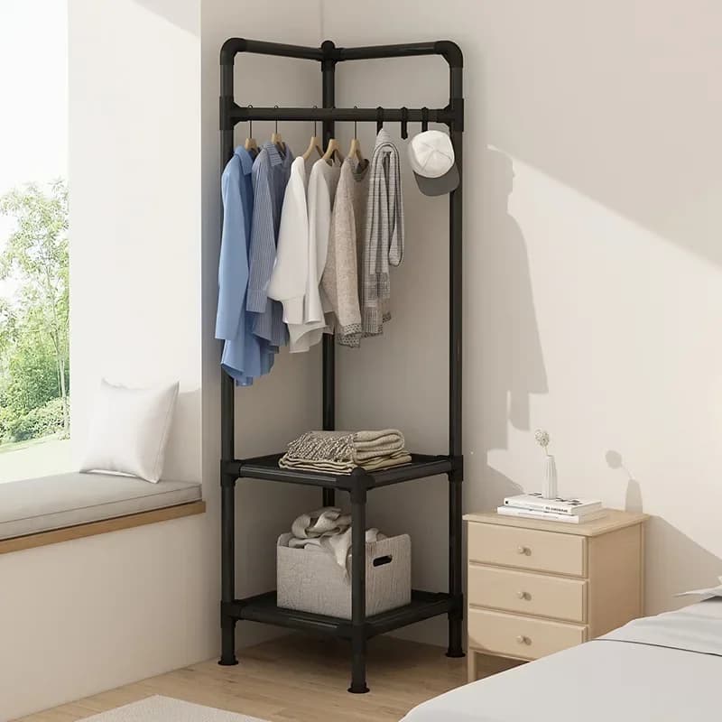 Exquisite Corner hook behind the door Hanging hanger Floor to ceiling Bedroom Coat rack Bedside Bedside Clothes rack at night