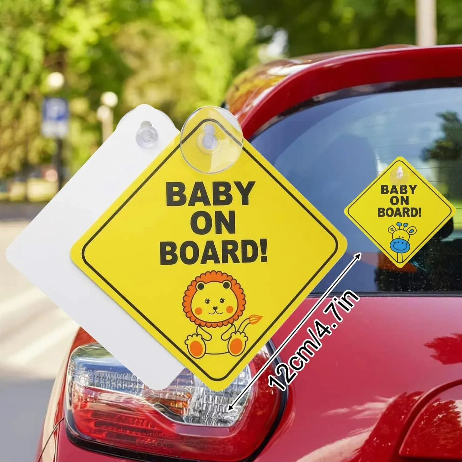2 pezzi adesivi su passeggini segnali di avvertimento per auto con ventose finestra gialla avviso riflettente accessorio di guida sicuro