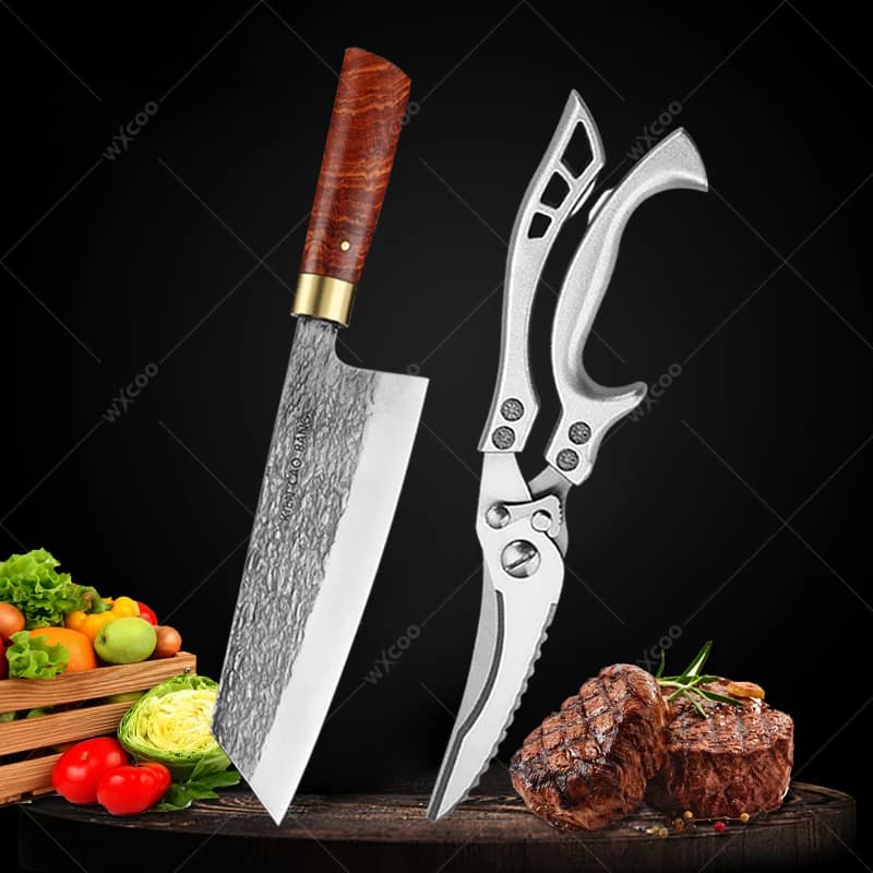 Cooking forged meat Cooking knife Slicing vegetables for fish in stainless steel Professional chef knife to slice kitchen utensils with box