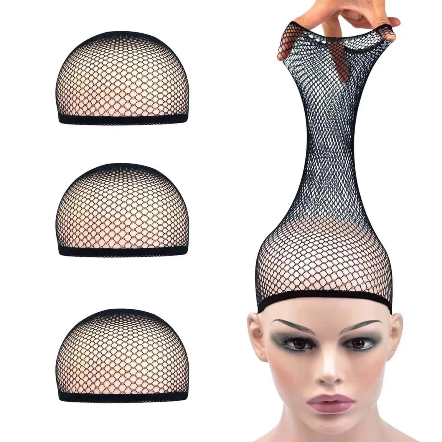 1/3/5 PCS Nero Parrucca Net Caps Durevole Maglia Elastica Copricapo Cappello A Rete Close End Accessori Per Lo Styling Dei Capelli per Gli Uomini e le Donne