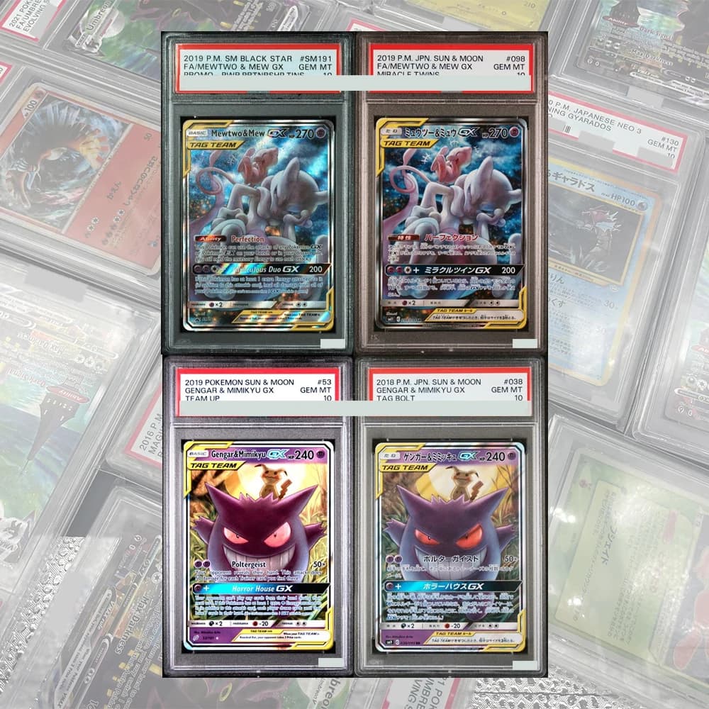 Fai da te Proxy PTCG Carta di raccolta classificata Mewtwo&Mew GX Tag Team SM191 Black Star Promo GEM MT 10 Carta Etichette olografiche Regalo