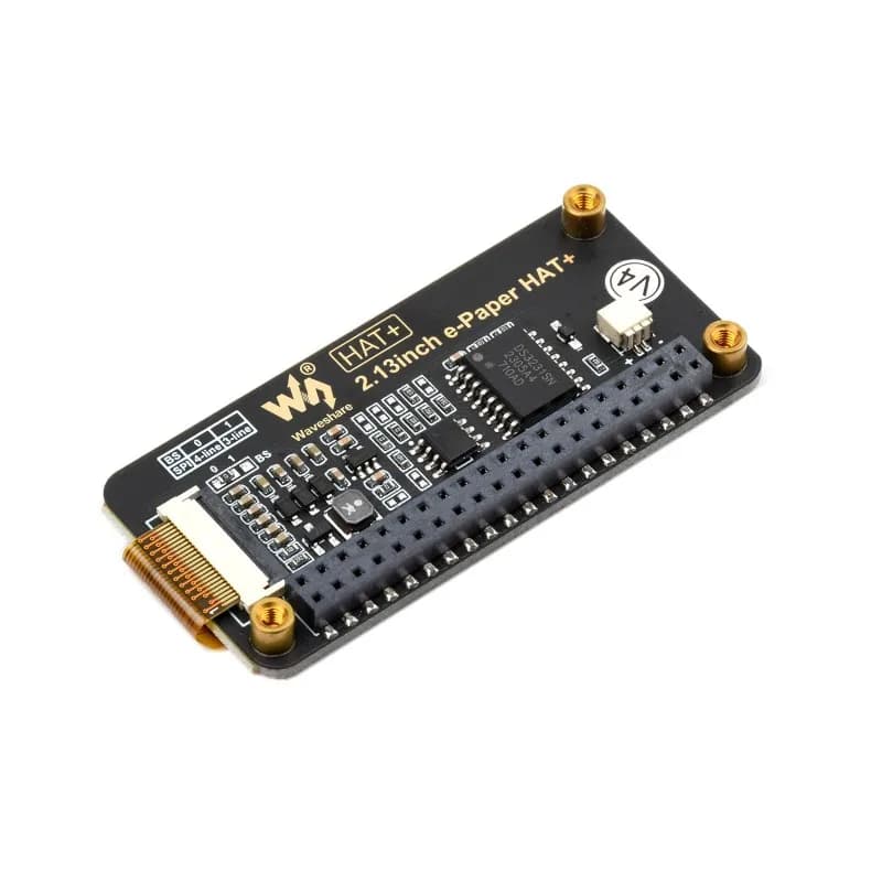 Waveshare E-Paper HAT 2,13 inch + for Raspberry Pi, E-Ink display, 250x122, gold immersion process, SPI interface, HAT+ standard