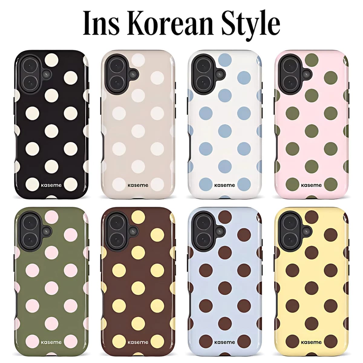 Luxury Clmj Ins Korean Polka Dot Y2K Phone Case for iPhone 17 17e 16e 16 15 14 13 12 11 Air Pro Max Plus Double-layer Back Cover